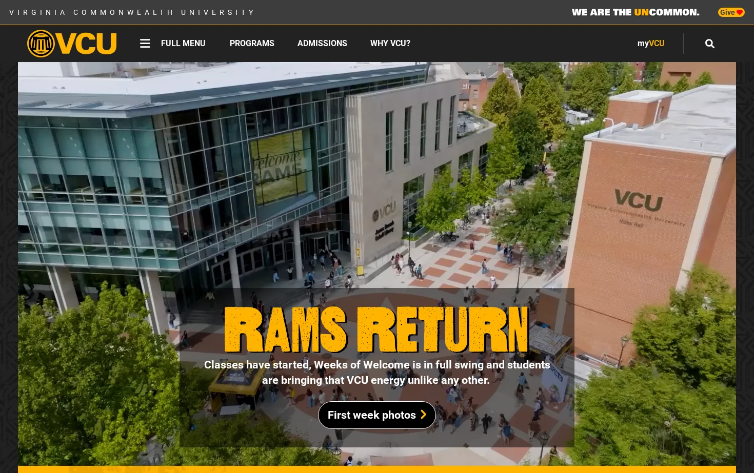 Virginia Commonwealth University 页面快照